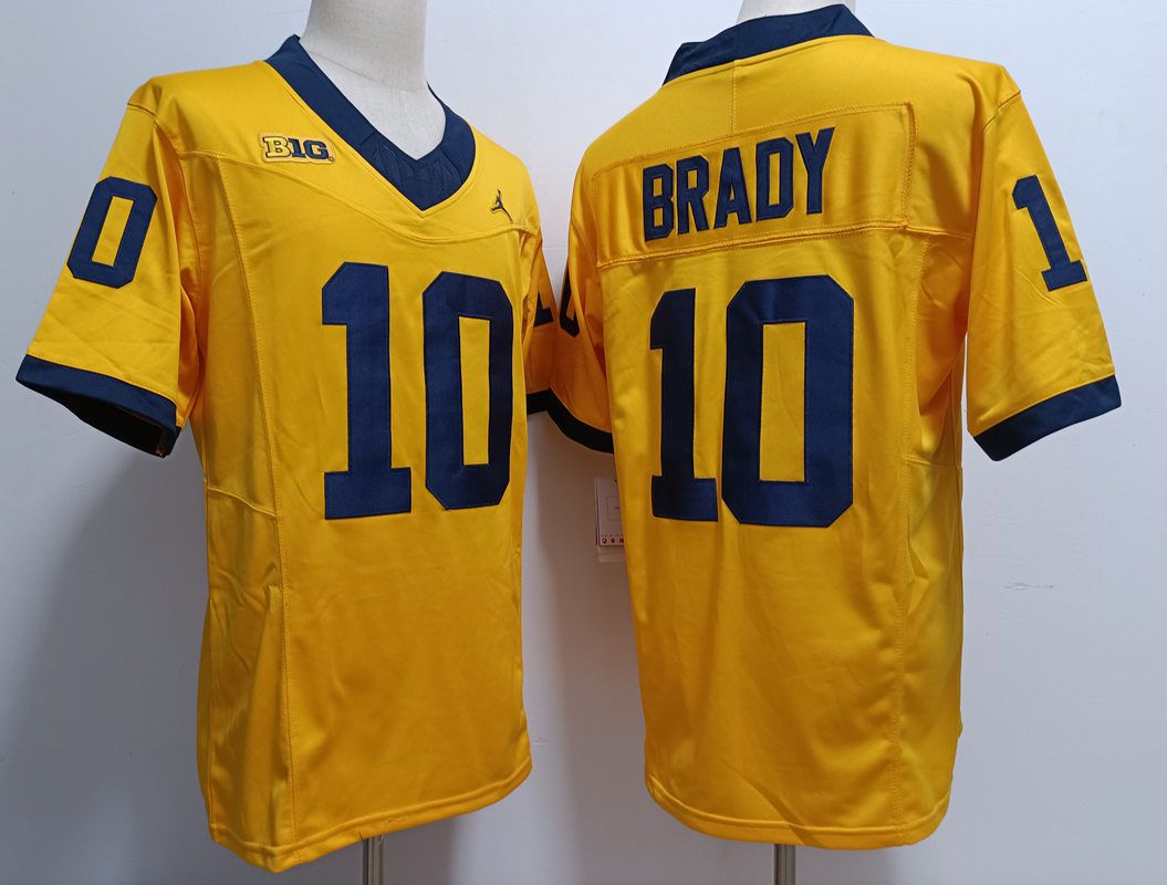 Men Michigan Wolverines #10 Brady Yellow 2025 NCAA Jersey->ncaa teams->NCAA Jersey